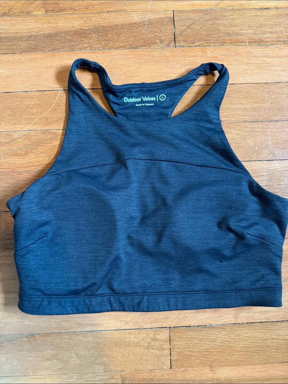 Outdoor Voices High Neck Racerback Sports Bra — Black